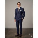 Centilmen Mcr Erkek Slim Fit Çizgili Kruvaze Takım Elbise 45426 - 001-Lacivert - 48