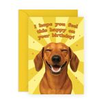 CENTRAL 23 Gülümseyen Köpek Doğum Günü Kartı Erkek Kadın – "Feel This Happy" – Köpek Severler, Arkadaşlar, Onun, İş Arkadaşları, Oğul, Kızı, Anne, Baba için Mizah Kartı - Neşeli Hediyeler - Çıkartmalı