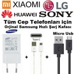 Cep Telefonları için Universal Şarj Cihazı + Micro Usb + Type C