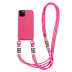 Cep telefonu zinciri cep telefonu kılıfı Apple iPhone 11 Pro Max ile uyumlu kolye kılıfı naylon omuz askısı yumuşak silikon TPU kapak asmak için kordonlu koruyucu kılıf havalı şık bant (pembe)