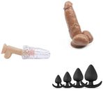 Cep Vajinası Erkek Mastürbatörü + Büyük Çaplı Dildo Emme Tabanı + Silikon 4 Parça Anal Tıkaç Seti