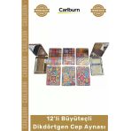 #Cepaynası Promosyon Hediyelik Şık Tasarım Portatif Logo 12'Li Büyüteçli Dikdörtgen Cep Aynası