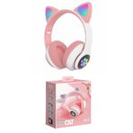 cepcim Kablosuz Işıklı Kedi Kulaklık Tatlı Kız Çocuk Pembe Kulaklık Cat Rgb Işıklı Oyuncu