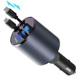 Cepini 120w Geri Çekilebilir Hızlı Araç Şarj Aleti, 4'ü 1 Arada, Geri Çekilebilir Kablolar ve 2 Bağlantı Noktası 12V -24V Kamyon Araç Şarj Cihazı - Siyah
