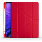 CepLab Apple iPad Air 5. Nesil 10.9 Inç Kılıf Kalem Bölmeli Silikon Smart Cover Tablet Kılıfı - Kırmızı