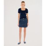 Cepli Detaylı Kısa Denim Etek - Lacivert - 36