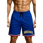 Cepli Indiana Baskılı Basketbol Şortu Spor Şort (Saks Mavi, L)