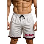 Cepli Miami Baskılı Basketbol Şortu Spor Şort (BEYAZ, M)