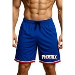 Cepli Phoenix Baskılı Basketbol Şortu Spor Şort (SAKS MAVİ, L)