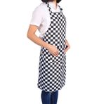 Cepli Pratik Mutfak Şef Önlüğü Elbisesi, Dayanıklı Ve Rahat, Ayarlanabilir Askılı, Yağ Geçirmez, Çok Fonksiyonlu, Polyester Malzeme, Kırmızı Şerit Izgaralı (siyah beyaz ızgara)