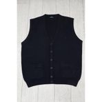 Cepli V Yaka Battal (Büyük Boy) Düğmeli Yünlü Triko Yelek LACİVERT 5XL