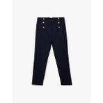 Cepli Yüksek Bel Düğme Detaylı Slim Fit Düz Paça Kumaş Pantolon