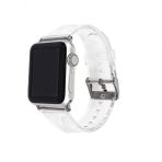 ​​​​​​Ceponya ​​​Apple Watch 44 mm Krd-13 Şeffaf Silikon Metal Toka Kademeli Kordon