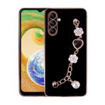 Ceponya Galaxy A13 5G Kalpli Çiçekli Bileklik Zincirli Kamera Korumalı Kenarları Gold Renk Silikon Kılıf