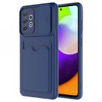 Ceponya Galaxy A72 Deri Görünümlü Kartlıklı Kamera Korumalı Kılıf