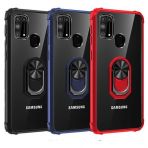 Ceponya Galaxy M31 Kenarları Renkli Antişok Şeffaf Yüzüklü Kılıf