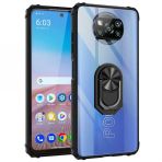Ceponya Xiaomi Poco X3 Yüzüklü Standlı Manyetik Şeffaf Armor Zırh Kılıf