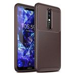 Ceppare Nokia 5.1 Plus Kılıf Negro Karbon Desing Focus Silikon Kahverengi