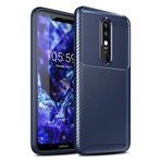 Ceppare Nokia 5.1 Plus Kılıf Negro Karbon Desing Focus Silikon Lacivert