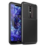 Ceppare Nokia 5.1 Plus Kılıf Negro Karbon Desing Focus Silikon Siyah