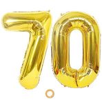 Ceqiny 40 İnç 70. Numara Balon Mylar Balon Dev Balon Alfabe Folyo Balon Doğum Günü Partisi Düğün Gelin Duş Nişan Fotoğraf Çekim Yıldönümü Dekorasyonu, Altın Rakamlı 70 Balon