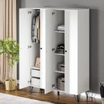 Ceramical GRM4 4 Kapaklı Ayaklı Beyaz Beyaz Ceviz Gardrop
