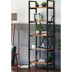 Ceramical KTP Metal Ayaklı 5 Raflı Kitaplık 60x180 cm Ceviz