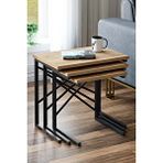 Ceramical Zg1 Metal Ayaklı 3'lü Zigon Sehpa - Çam