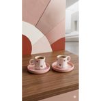 Ceramillion Pembe Kalp Desenli Modern Tasarım Espresso ve Türk Kahvesi Fincanı