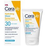 CeraVe Yüz ve Vücut için Nemlendirici Şeffaf Güneş Koruyucu SPF 30 | Çinko Oksitli, Hyaluronik Asit, Niasinamidler ve Seramitler İçeren Mineral ve Kimyasal Güneş Kremi | Paraben İçermez Kokusuz | 3 oz