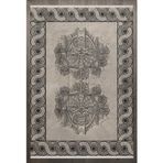 Çerçeveli Gri Pamuk Dikdörtgen Pamuk Makinada Yıkanabilir Kaymaz Taban Dijital Makine Baskı Salon Halı-I-F_Antique-2021-300x400