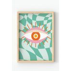 Çerçeveli Soyut Tablo – Göz Figürlü Modern Poster, Dekoratif Ev Duvar Dekoru Bej 30 x 40