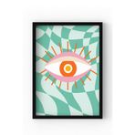 Çerçeveli Soyut Tablo – Göz Figürlü Modern Poster, Dekoratif Ev Duvar Dekoru Siyah 10 x 15