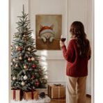 Çerçevesiz Poster Noel Şapkasıyla Mutlu Kedi