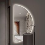 Çerçevesiz Yarım Daire LED Banyo Aynası - Duvara Monte Buğu Önleyici 3 Renkli Kısılabilir Patlamaya Dayanıklı Modern Banyolar için Şık Dekoratif Makyaj Aynası