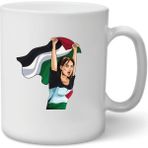 Cerci Bazaar Filistin Baskılı Kupa Bardak - Beyaz - Yeşil