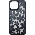 Çerçici Iphone 16 Pro Max Çiçekli Kılıf Bağlama Aparatlı Siyah