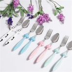 Çerçici Mama Çatal Kaşık Seti - 18 cm - Mavi - Beyaz