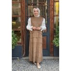 Ceremony Kolsuz Süet Elbise W-67101 Camel - 3