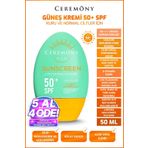 Ceremony Uva-uvb Yüksek Koruma Doğal Görünümlü Hızlı Emilen 50 Spf Güneş Kremi Kuru Ve Normal Ciltle