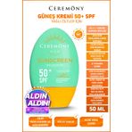 Ceremony UVA-UVB Yüksek Koruma Doğal Görünümlü Hızlı Emilen 50+SPF Güneş Kremi Yağlı Ciltler 50ml