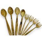 Ceren Wooden Zeytin Ağacı 8 Parça Yemek Seti Handmade Ahşap Kaşık Çatal Tahta Kaşık Çatal - Kahverengi