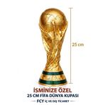 CEREN YÜCEL Kişiye Özel İsim Baskılı 25 Cm Boy Fifa Dünya Kupası Gold Kaplama Messi Qatar Futbol