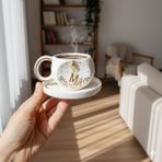 Ceresshop El Yapımı Kişiye Özel Harf Charm Detaylı Seramik Fincan(Sipariş Sonrası Harf Için Mesajla Belirtinz) - Altın - 90 ml