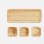 Çerezlik 3 Lü Bambu Ahşap-Bamboo Snack Bowl Boyut: Taban 29.5 Cm X 10.5 Cm Kase:9cm X 9Cmx3cm