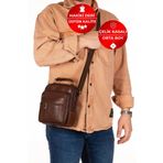 CERFF LEATHER CLUP Kahverengi Hakiki Deri & Çelik Kasalı Orta Boy Erkek El & Omuz Çantası