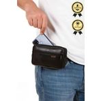 CERFF LEATHER CLUP Siyah Hakiki Deri Telefon Bölmeli Kemerlik Bel Çantası