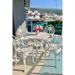 Ceritti Ferforje Görünümlü Plastik Masa Sandalye Takımı, 150 kg Taşıma Kapasiteli, 2 Yıl Garantili, Bahçe, Balkon, Tüm Dış ve İç Mekanlara Uygun, Beyaz Masa Sandalye Takımı