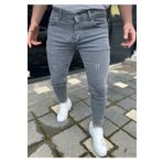 çerme Erkek Füme Slim Fit Dar Paça Lazerli Kot Pantolon