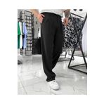 çerme Erkek Siyah Pileli Baggy Fit Kalın Kumaş Pantolon